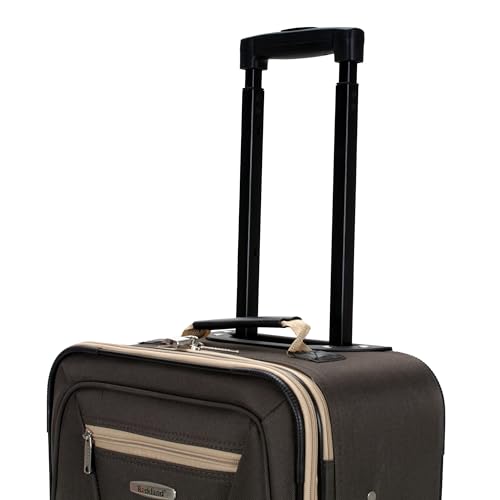 Rockland Fashion Softside Upright Luggage Set,'Expandable,Lightweight,Telescopic Handle,Wheel, Brown, 2-Piece (14/19)