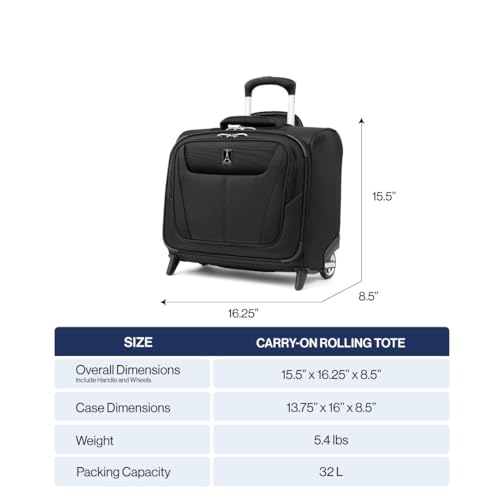Travelpro Maxlite 5 Softside Lightweight Rolling Underseat Tote Upright 2 Wheel Bag, Men and Women, 14-Inch — Black