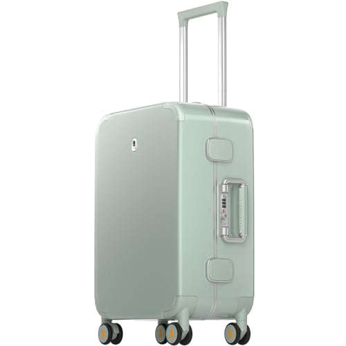 LEVEL8 Zipperless Carry On Luggage Airline Approved with Aluminum Frame, Cute Hardside Suitcase with Spinner Wheels, Metal Rolling Travel Case with Tsa Locks, 20 Inch, Light Green