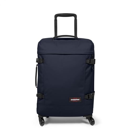 EASTPAK TRANS4 S – 44L Small Cabin Wheeled Luggage, Two Compartments, TSA Lock, 360° Spinner Wheels, and Telescopic Handle, Ultra Marine