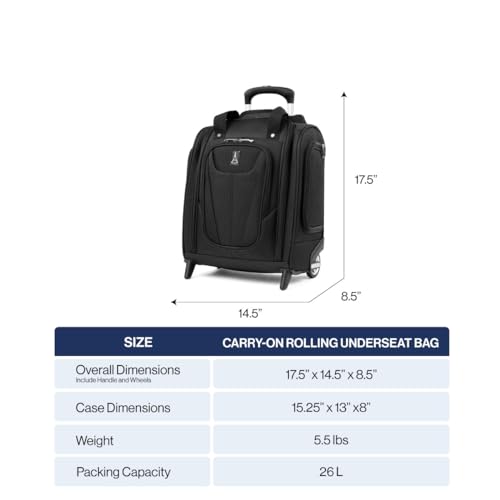 Travelpro Luggage Maxlite 5 Softside Lightweight Rolling Underseat Compact Carry on Upright 2 Wheel Bag, 15-Inch — Black
