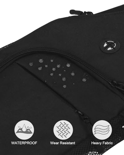 Pritent Crossbody Bags for Women Man Waterproof Sling Bag Backpack Trendy Casual Cross Body Bag with Convertible Shoulder Strap Chest Bag for Camping Hiking Travel Essentials (Black, Medium )