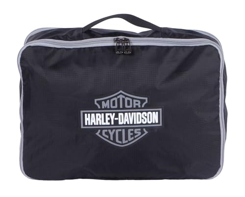 Harley-Davidson 3PC Expandable Packing Cube Set, Bar & Shield Logo- Black/Silver