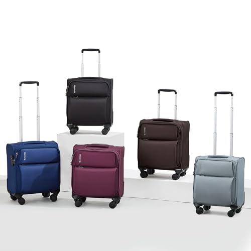 Hanke 16 Inch Underseat Carry On Luggage with Spinner Wheels for Airline, Small Softside TSA Approved Luggage Lightweight Rolling Suitcases Under Seat Travel Carry-On Bag(Grey)