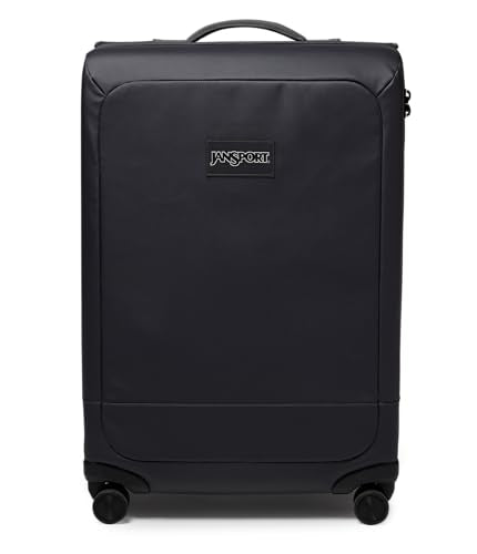 JanSport Good Latitude Checked Spinner Suitcase - 68L Water Resistant Travel Luggage - 26-inch Large Durable Lightweight Rolling Hardside Softside Bag, Smokey Grit