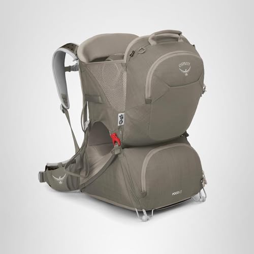 Osprey Poco LT Lightweight Child Carrier Backpack - Compact, Travel-Ready with Sunshade and Adjustable Fit - Lightweight, Comfortable Hiking for Toddlers, Tan Concrete