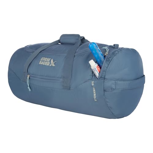Eddie Bauer Stowaway Packable Duffel Bag | Travel | Foldable | Lightweight | Durable | Ripstop Polyester, 45L, Tile Blue