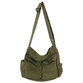 KlaOYer Canvas Messenger Bag Large Hobo Bag Crossbody Shoulder Bag Tote Bag with Pocket for Women and Men (Green)