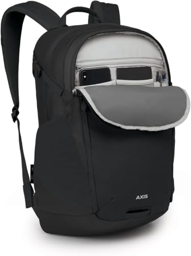 Osprey Axis Laptop Backpack – Sleek, Urban-Ready Everyday Pack with Laptop Sleeve, Dual Water Bottle Pockets, and Compression Straps – Ideal for College, City Commutes, and Casual Travel, Black