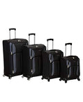 Rockland Impact Softside 4 Piece Spinner Wheel Luggage Set, (18"/22"/26"/30"), Black