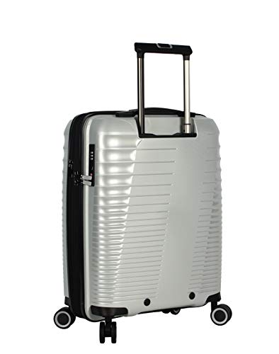 Pathfinder Nova 20 Inch Carry On Luggage Collection - Expandable Scratch Resistant (ABS + PC) Hardside Suitcase - Designer Lightweight Bag with 8-Rolling Spinner Wheels (Silver)