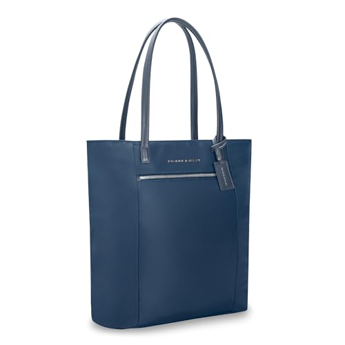 Briggs & Riley Vertical Tote Bag for Women & Men - Nylon Tote Bag for Weekend Travel & Work, Carry On Handbag, Smooth Zipper Closure, Fits 15" Laptop - Rhapsody Collection, Navy