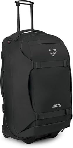 Osprey Sojourn Shuttle 30"/100L Wheeled Duffel Luggage – Rugged, High-Capacity Travel Bag with Oversized Wheels and Reinforced Frame – Built for Long-Haul Travel and Gear Protection, Black