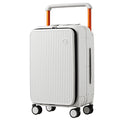 mixi Carry On Luggage 20'' Suitcase with Front Laptop Pocket, Wide Handle Rolling Travel Suitcases PC Hardshell with Aluminum Frame Spinner Wheels & TSA Lock, Carry-On Luggage(Smoke White)