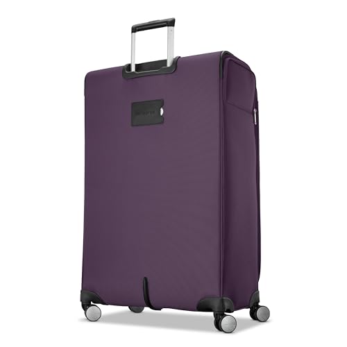 Samsonite 3-PC Soft-Sided 21/25/29” (Carry-On, Medium, Large Checked), Lightweight Expandable Element Luggage Set: 2 Front & Side Pocket, Four Spinner Wheels, Adjustable Handle, Durable- Purple