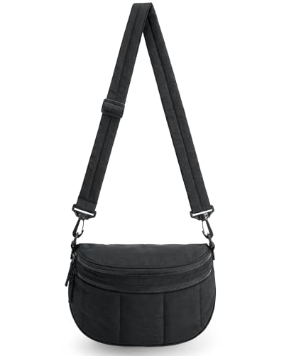 BAGSMART Crossbody Bags for Women Travel Purse, Puffer Bum Bag Handbag Wallets, Crossbody Fanny Packs for Travel & Work, Black