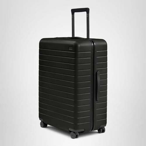 Away Large Checked Luggage - 29-Inch Lightweight Hardside Suitcase with Four WhisperGlide 360° Spinner Wheels, Interior Compression System, TSA-Accepted Lock - Jet Black