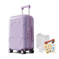 ROAMING 20-Inch Purple Carry On Luggage Airline Approved Lightweight PC Hardside Rolling Suitcase with TSA Lock Cup Holder USB Charging Port and Spinner Wheels for Women Ice cream suitcase