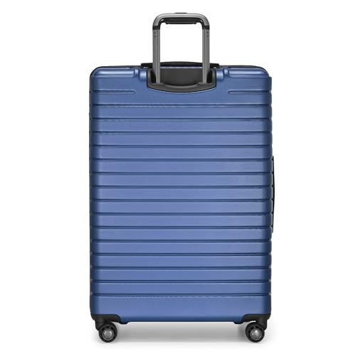 Traveler's Choice Archer Polycarbonate Hardside Spinner Luggage Set,Tie Down Straps, Blue, Checked 29-Inch