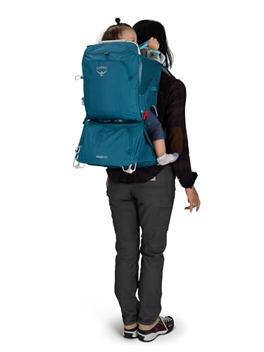 Osprey Poco SLT Lightweight Child Carrier Backpack – Slimmed-Down Hiking Carrier for Toddlers with Safety Harness, Sunshade, and Ventilated Backpanel – Lightweight Travel-Friendly Option, Deep Peyto