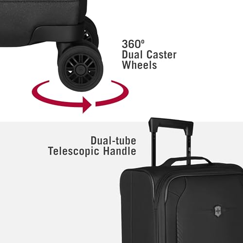 Victorinox Crosslight Frequent Flyer Softside Carry-On - Lightweight Rolling Suitcase for Travel Essentials - Expandable Luggage with Foldable Organizer - 39 Liter, Black
