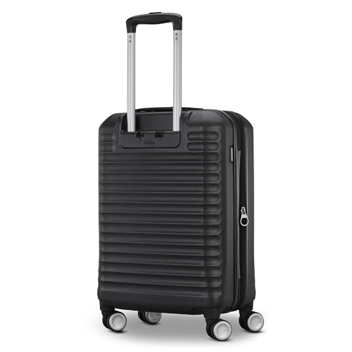 American Tourister Stratum 3.0 Carry-On Spinner, Airline Approved, Durable Hardside Luggage, Expands 1.5", RightHeight™ Adjustable Handle, Black
