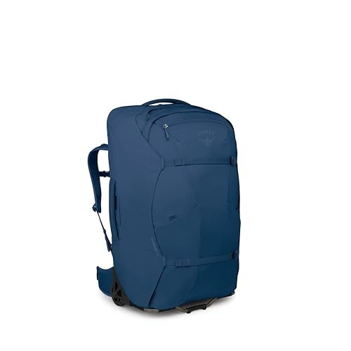 Osprey Farpoint Fairview 65L Wheeled Travel Pack - Rolling Backpack Travel Bag - Luggage with Wheels, Antique Blue