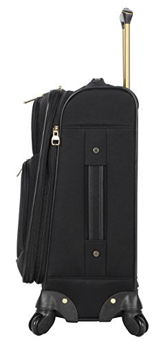 Steve Madden Designer-Gepckkollektion Leichter Softside-Koffer fr Damen und Herren strapazierfhige 50,8 cm groe Tragetasche mit 4 rollenden Spinner-Rdern, Rockstar Black, 20in, Carry on Bag With