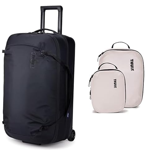 Thule Subterra Wheeled Duffel with Compression Cube Set (14" L x 10" W x 4" H), Black/White