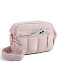 BAGSMART Cross Body Purse, Mini Crossbody Bags for Women Travel Purse, Puffy Shoulder Handbag Wallet with RFID Blocking Slots, Baby Pink-small
