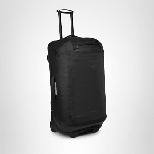 Osprey Transporter 90L Wheeled Travel Duffel Bag - Large Lightweight Rolling Suitcase for Men and Women, Raven Black