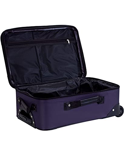 Rockland Fashion Softside 2 Piece Luggage Set, Expandable, (14" Tote/19" Upright), Purple