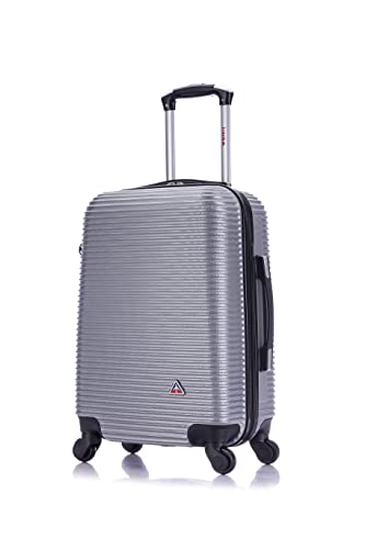 InUSA ROYAL Hardside Luggage with Ergonomic Handles | Spacious Travel Suitcase with Four Spinner Wheels and Studs | 20 Inch Hardside Carry-On Spinner Luggage | Silver