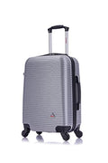 InUSA ROYAL Hardside Luggage with Ergonomic Handles | Spacious Travel Suitcase with Four Spinner Wheels and Studs | 20 Inch Hardside Carry-On Spinner Luggage | Silver