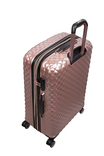 It Luggage Glitzy 31" Hardside Checked 8 Wheel Expandable Spinner, Metallic Rose Gold