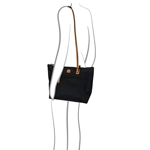 Bric's X-Collection Sportina Large 3-in-1 Tote Bag - Water-Resistant Recycled Nylon Travel Carry-On Bag with Adjustable Strap and Luggage Pass-Through - Detachable Pouch Included - Black
