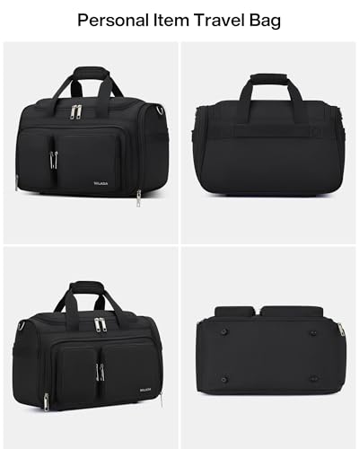 MILADA Underseat Carry On Luggage Bags for Travel Lightweight Foldable Carry On Bags for Airplanes Small Duffle Bag for Men Women TSA Approved Underseat Bag Travel Tote Bags, Black
