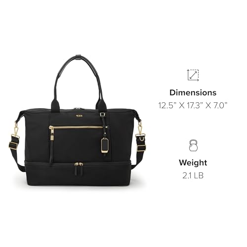 TUMI - Voyageur Contine Weekender - Travel Weekend Bag for Women - Holds Up to 14" Laptop - Multiple Compartment & Pockets - Black & Gold Hardware