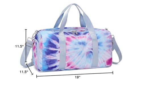 Abshoo Sports Gym Bag for Girls Teen Weekender Carry On Women Travel Duffel Bag with Shoe Compartment (Tie Dye D) Medium