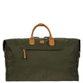 Bric’s X-Travel Deluxe Carry-On Duffel, Lightweight Water-Resistant Weekender with Italian Leather Handles, Removable Inner Pocket and Luggage Pass-Through for Versatile 2-in-1 Travel – Olive