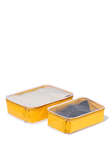 Paravel Full View Packing Cube Duo | Expandable See Through Luggage Packing Organizer for Travel Accessories | 2 Pack Storage Cubes | Canyon Yellow