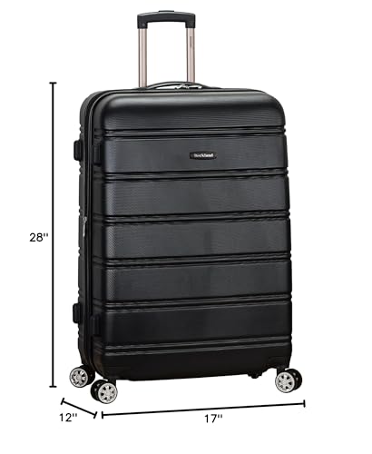 Rockland Melbourne Hardside Expandable Spinner Wheel Luggage, Checked Large 28", Black