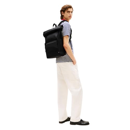 Tommy Hilfiger Mens Rolltop Backpack, Black