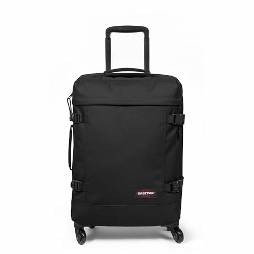 EASTPAK TRANS4 S – 44L Small Cabin Wheeled Luggage, Two Compartments, TSA Lock, 360° Spinner Wheels, and Telescopic Handle, Black
