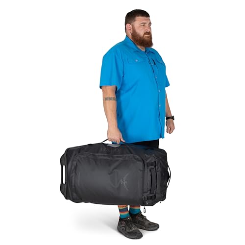Osprey Transporter 90L Wheeled Travel Duffel Bag - Large Lightweight Rolling Suitcase for Men and Women, Blue Flame/Nocturnal Blue