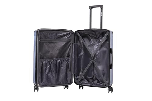 Rockland Huntington 3 Piece Luggage Set, 2 Piece Hard Case Upright Luggages with Spinner Wheels and a 14" Polyester Tote Bag, (20"/28"/14" Tote), Blue