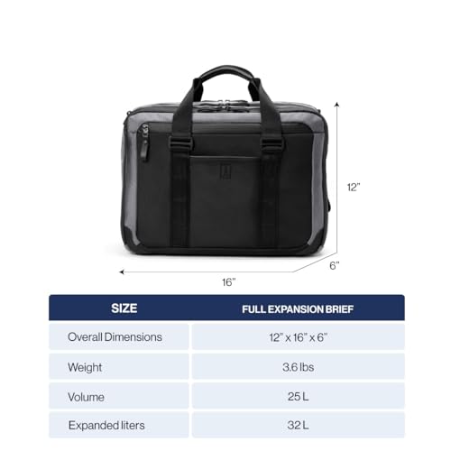 Travelpro Altitude Full Expansion Brief, Business Bag, 16 Inch Laptop, Work, Travel, Water Resistant, Men and Women, Jet Black