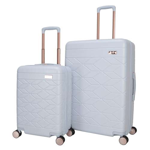 Jessica Simpson Aris 2-Piece Set (20"& 28") Expandable 8-Wheel Spinner Large Checked Luggage Suitcase, Niagara Mist