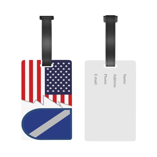 Former Us Army 17th Aviation Brigade-Pathfinder Platoon Beret Flash and America Luggage Tags for Suitcases Travel Tags ID Labels for Women Men Travel Bag Luggage Accessories