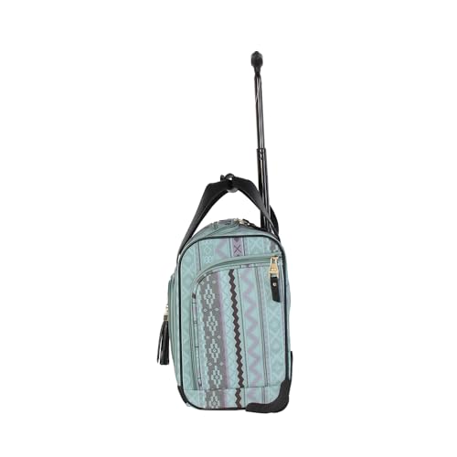 Steve Madden Designer 15 Inch Carry on Suitcase- Small Weekender Overnight Business Travel Luggage- Lightweight 2- Rolling Spinner Wheels Under Seat Bag for Women(Legends Teal)